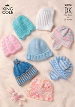 Load image into Gallery viewer, King Cole Pattern 2824 DK Baby Hats
