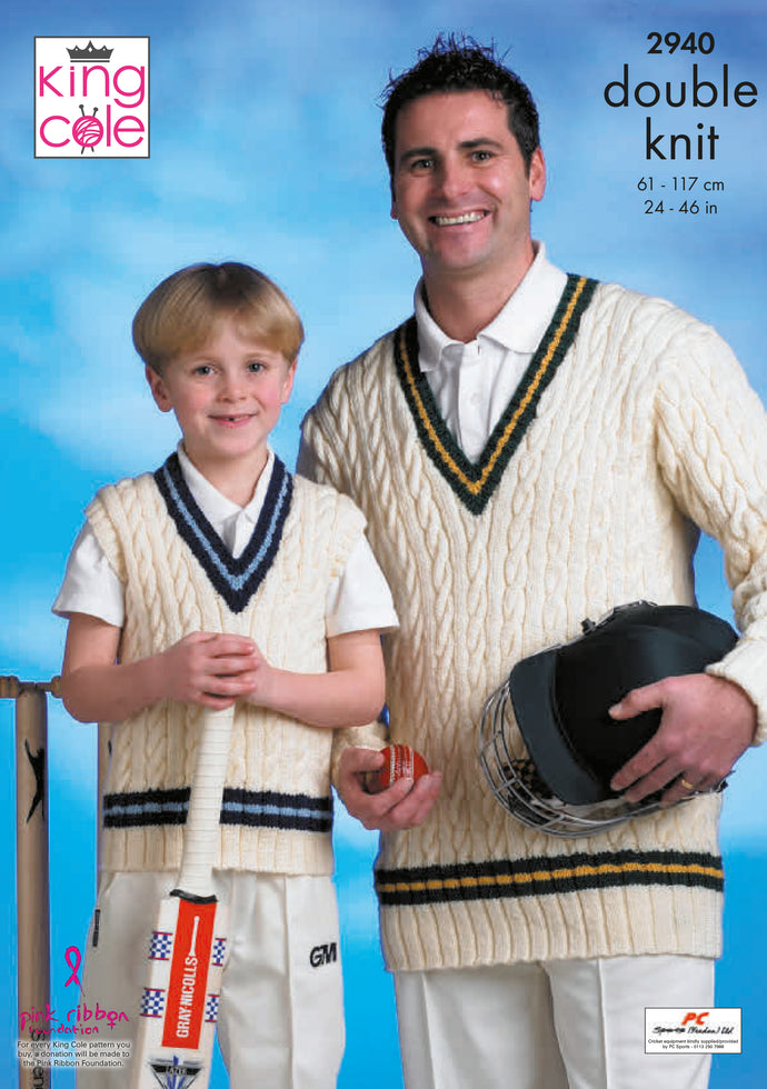 King Cole Pattern 2940 DK Cricket Sweaters