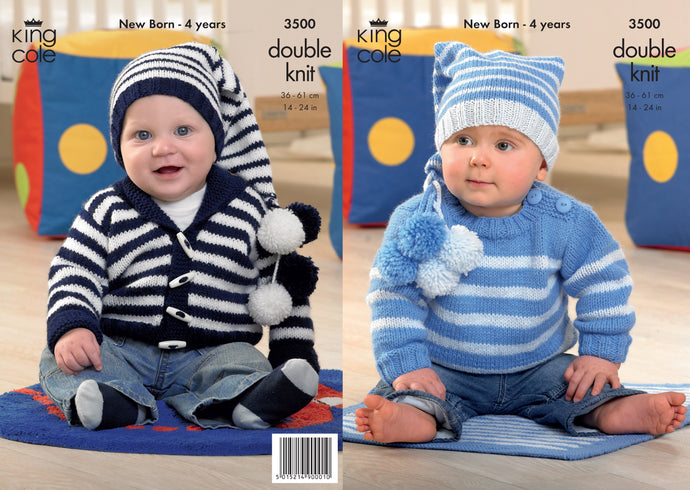 King Cole Pattern 3500 DK Sweater, Jacket, Hat and Blanket