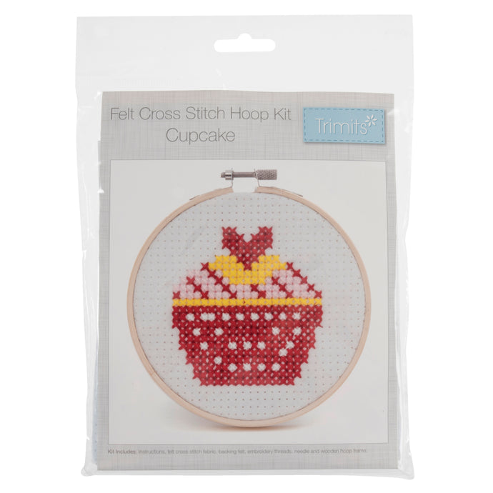 Trimits Felt Cross Stitch Hoop Kit: Cupcake
