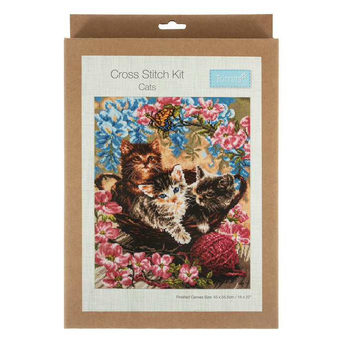 Counted Cross Stitch Kit: Extra Large: Cats