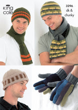 Load image into Gallery viewer, King Cole Pattern 3296 DK and Chunky Hats, Scarves and Gloves
