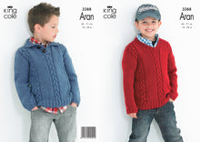 Load image into Gallery viewer, King Cole Pattern 3388 Aran Cabled Sweaters
