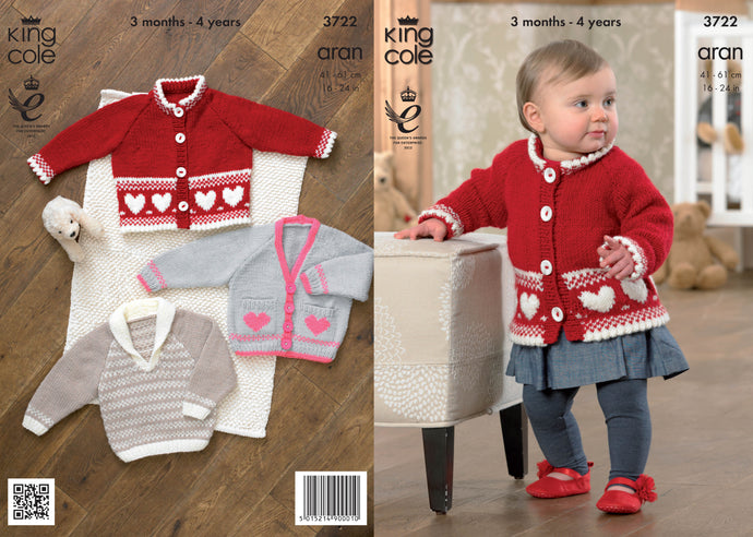 King Cole Pattern 3722 Aran Jacket, Cardigan and Sweater