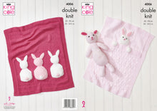 Load image into Gallery viewer, King Cole Pattern 4006 Baby Blankets and Bunny Rabbit Toy in DK
