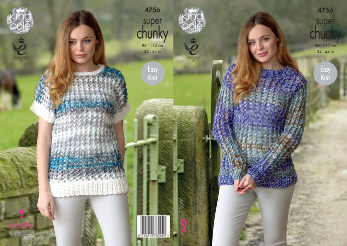 King Cole Pattern 4756 Super Chunky Sweater and Top