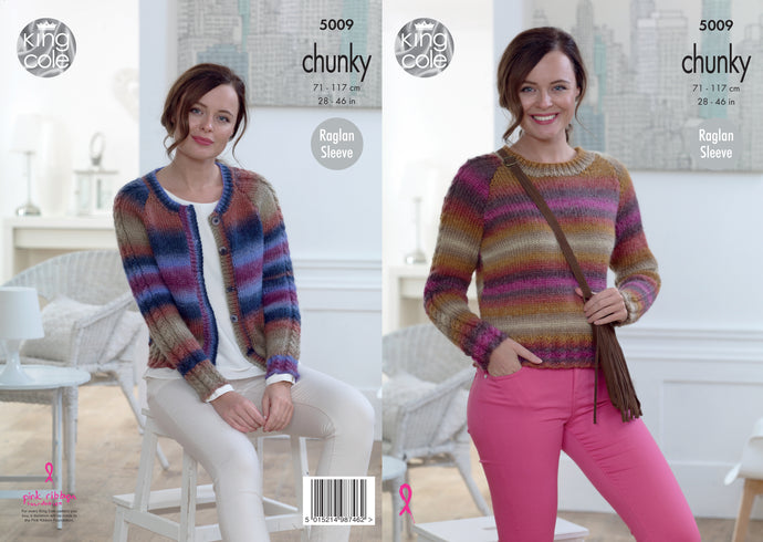 King Cole Pattern 5009 Chunky Sweater and Cardigan