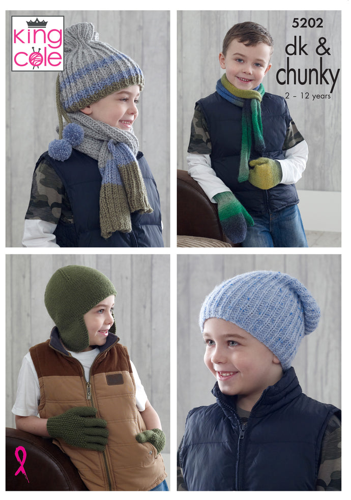 King Cole Pattern 3699 DK & Chunky Hats, Scarves, Gloves and Mittens