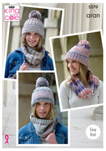 Load image into Gallery viewer, King Cole Pattern 5270 Aran Snoods and Hats
