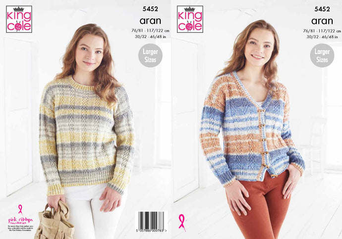King Cole Pattern 5452 Aran Sweater and Cardigan