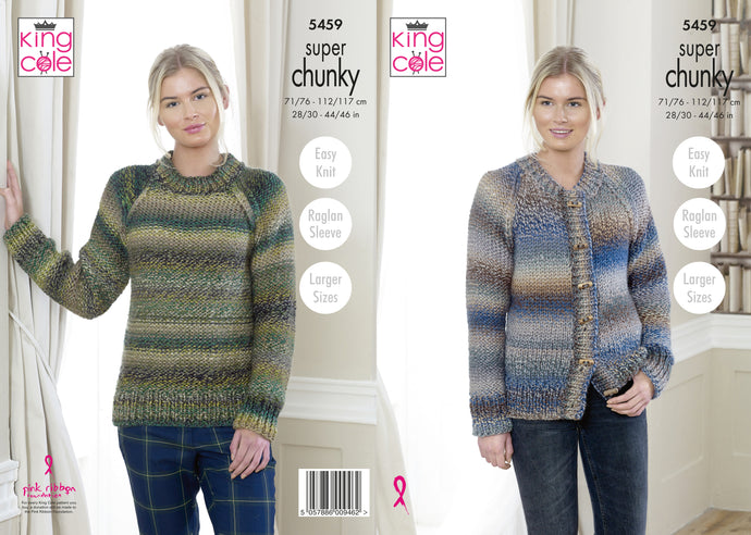 King Cole Pattern 5459 Super Chunky Sweater and Cardigan