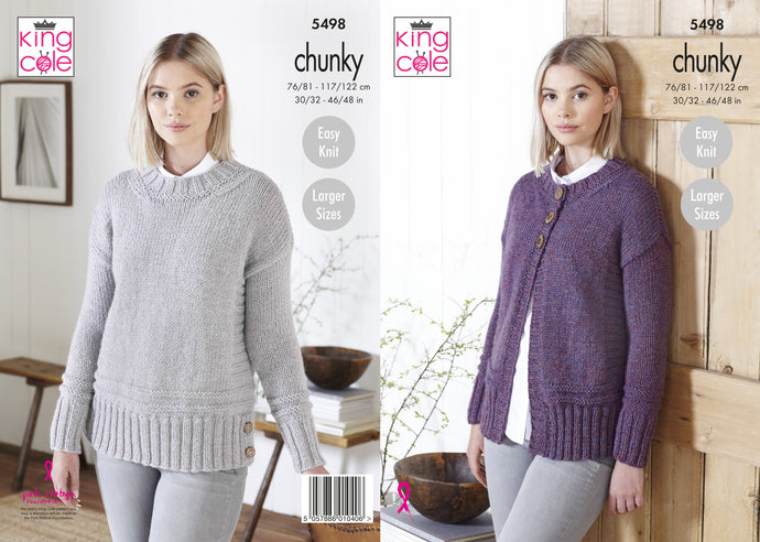 King Cole Pattern 5498 Chunky Sweater and Cardigan