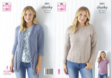 Load image into Gallery viewer, King Cole Pattern 5551 Chunky Sweater, Cardigan and Cap Sleeve Top
