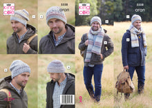 Load image into Gallery viewer, King Cole Pattern 5558 Aran Hats and Scarves
