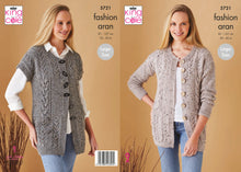 Load image into Gallery viewer, King Cole Pattern 5721 Aran Cardigan and Waistcoat
