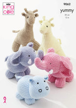 Load image into Gallery viewer, King Cole Pattern 9062 Chunky Giraffe, Hippo and Elephant Toys
