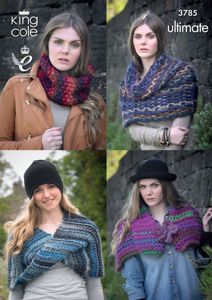 King Cole Pattern 3785 Snoods, Collar, Wrap and Shrug