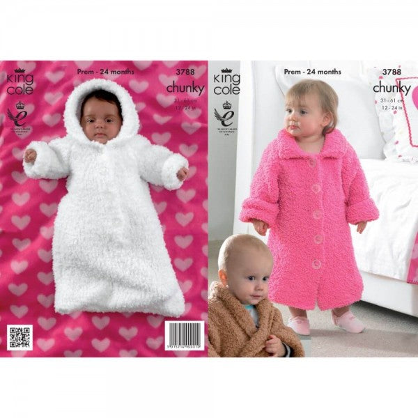 King Cole Pattern 3788 Aran Dressing Gown and Sleeping Bag