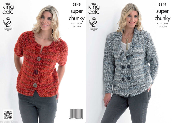 King Cole Pattern 3849 Super Chunky Jacket and Cardigan