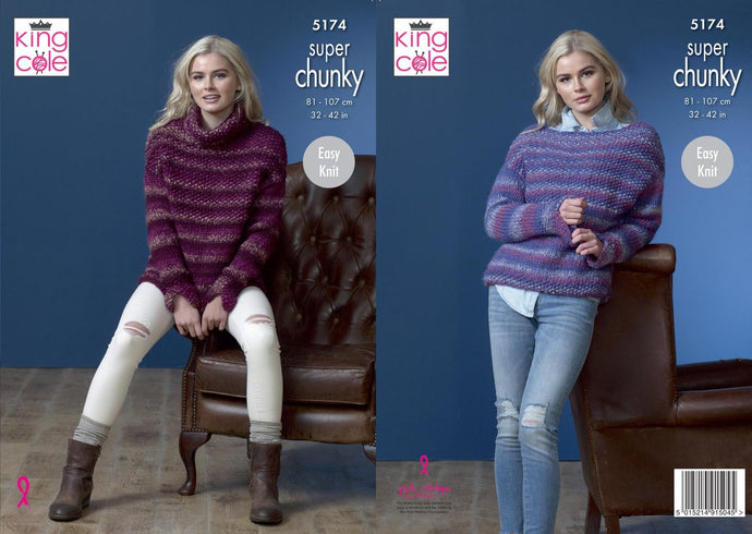 King Cole Pattern 5174 Super Chunky Sweaters