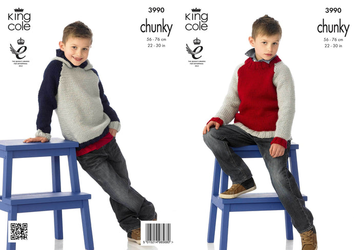 King Cole Pattern 3990 Chunky Sweater and Hoodie