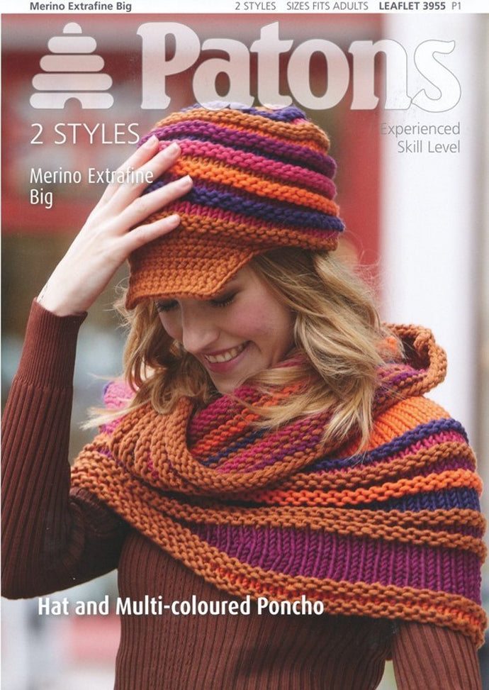 Patons Pattern 3955 Super Chunky Hat and Poncho