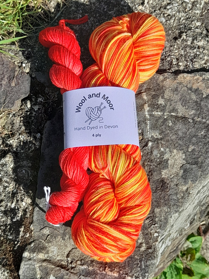 Wool and Moor Hand Dyed in Devon 4ply 120g Contrast Pack