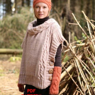 Wendy Pattern 5824 Chunky Poncho, Fingerless Mitts and Headband
