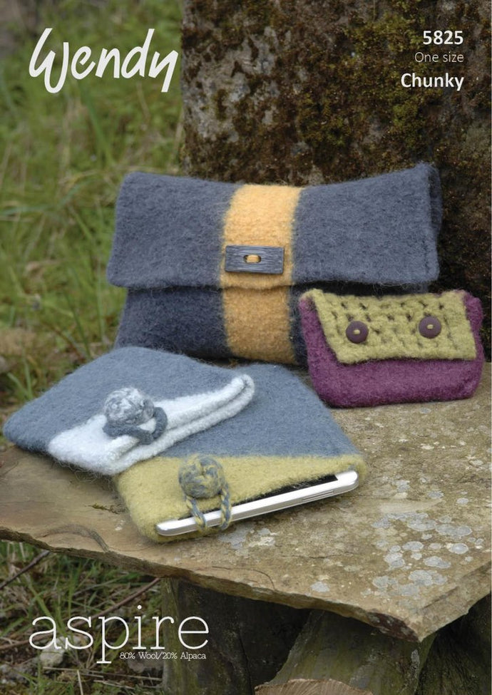 Wendy Pattern 5825 Felted Clutch Bag, Purse and Tablet Cover